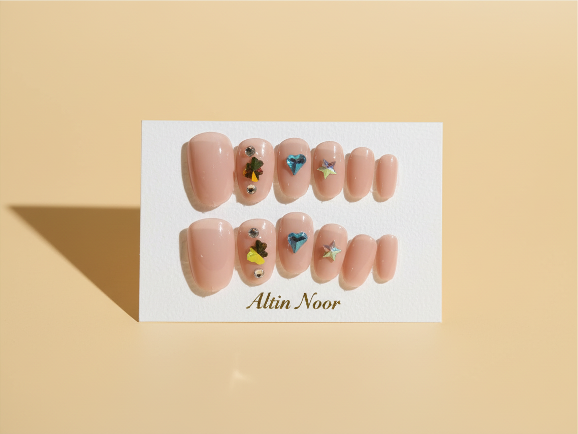 Press-On Nails - Nude Multicolor Gem (Style 2)