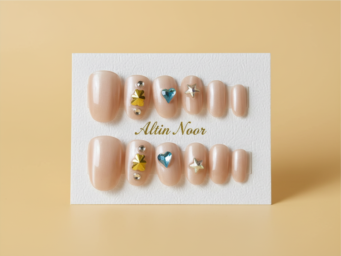 Multicolor Gem Press On Nails