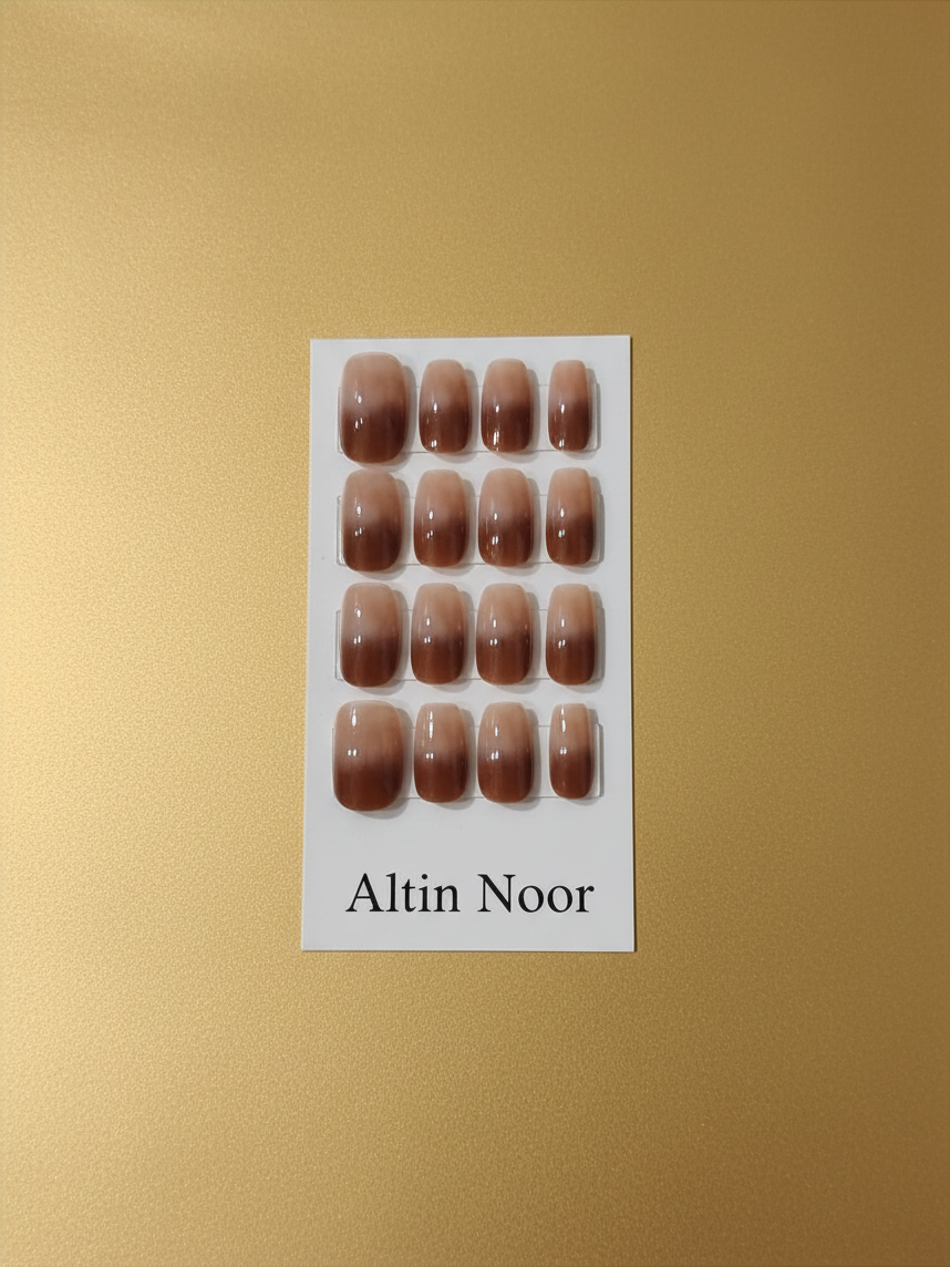 Brown Gradient Altin Noor Press On Nails