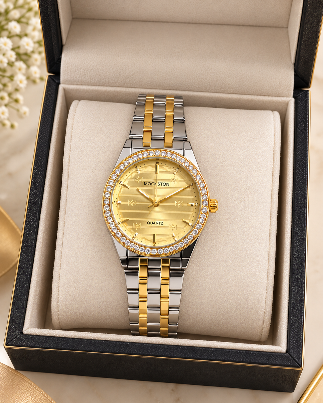 Two-Tone Crystal Bezel Watch