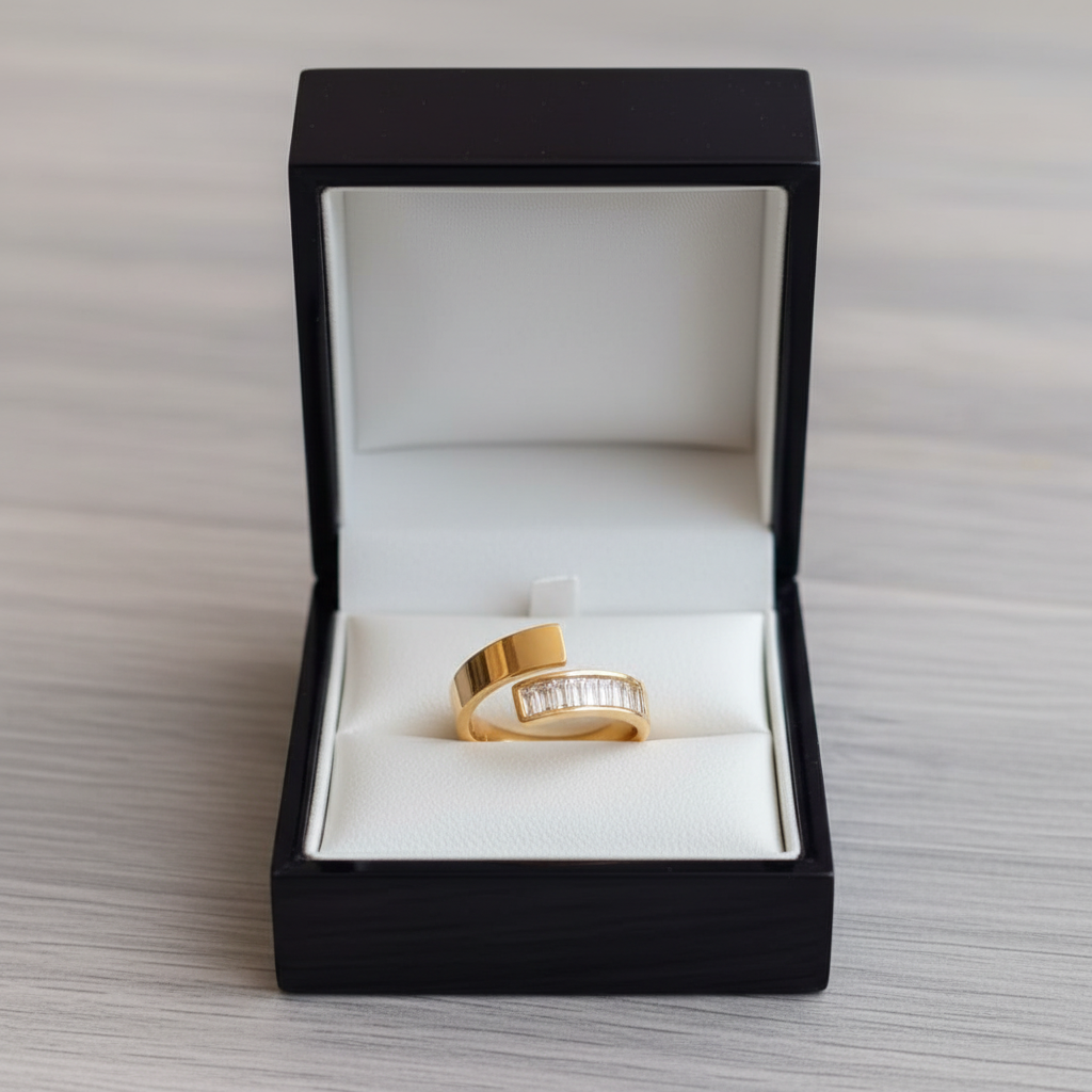 Adjustable Gold Baguette Wrap Ring