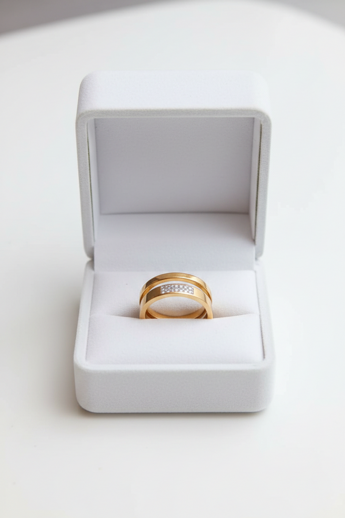 Double Layer/Stackable Roman Numeral Pavé Ring