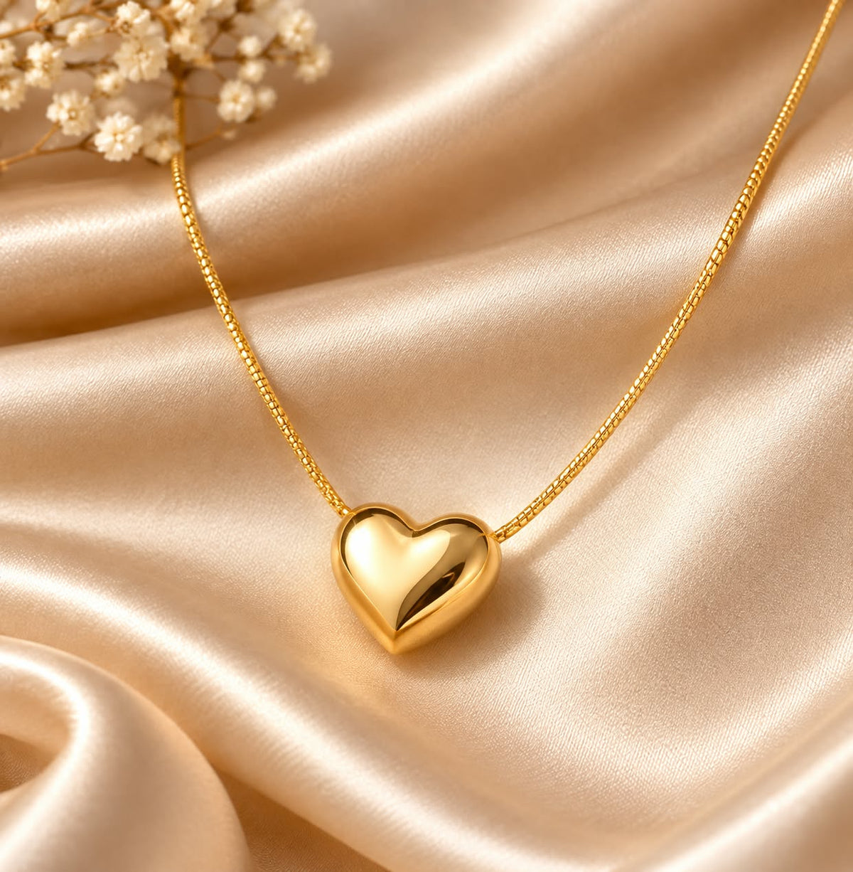 Puffed Heart Pendant Necklace