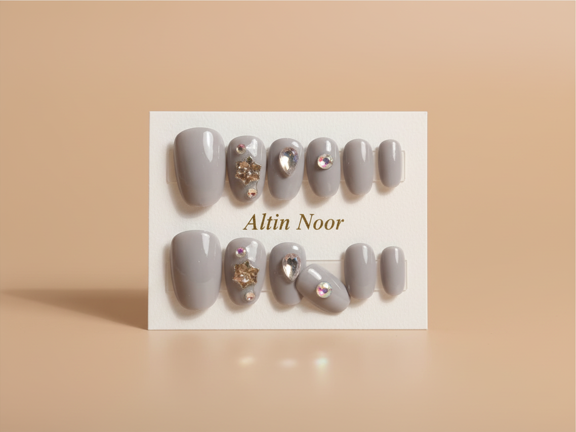 Altin Noor Press-On Nails - Grey Iridescent