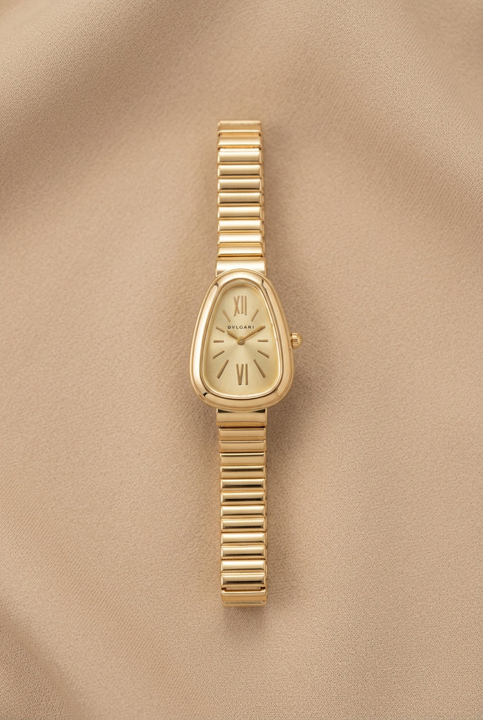 Teardrop Case Watch, Gold, Champagne Dial