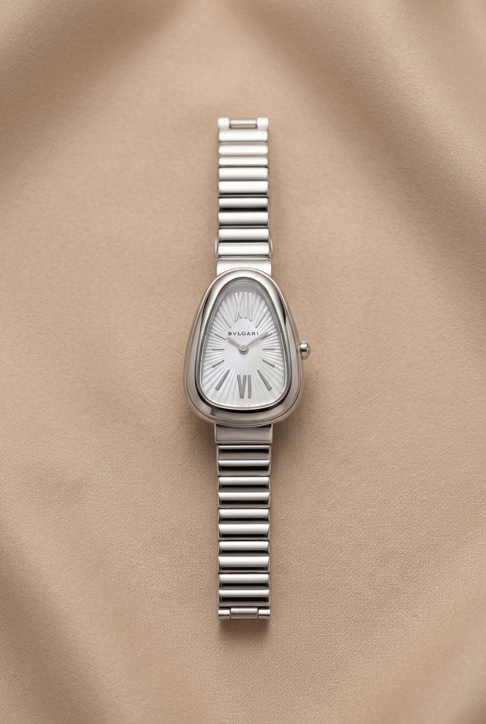 Teardrop Case Watch, Silver, White Dial