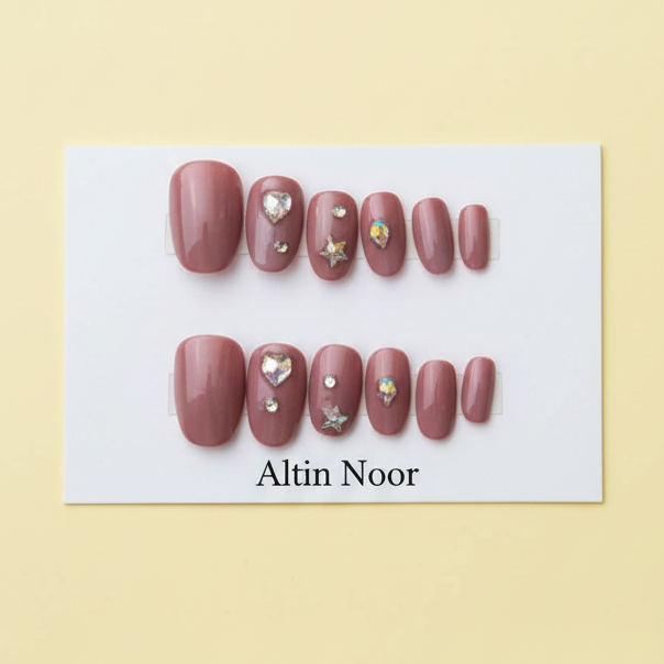Wine Berry Heart Press On Nails