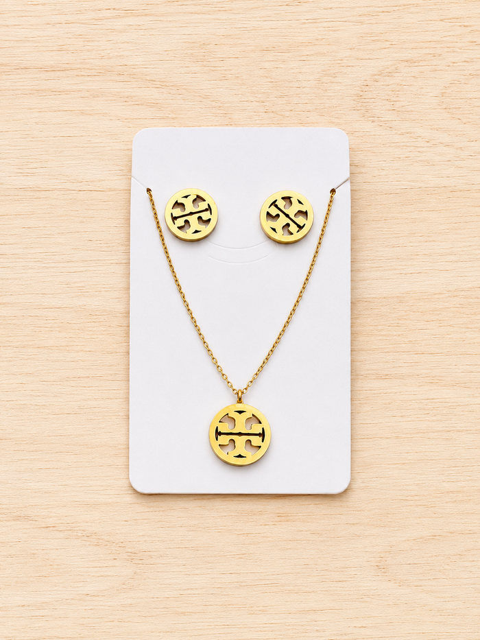 Circle Medallion Necklace & Earring Set