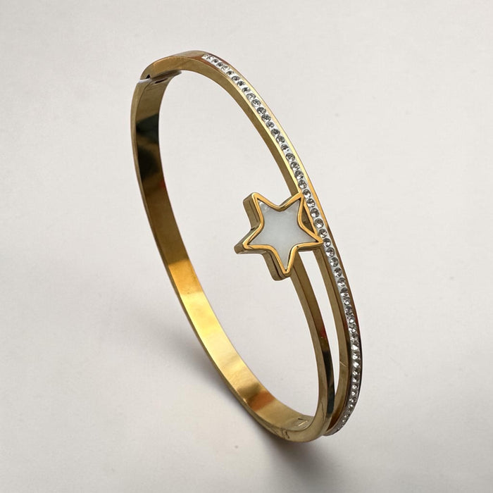 Star Charm Pave Bangle Bracelet