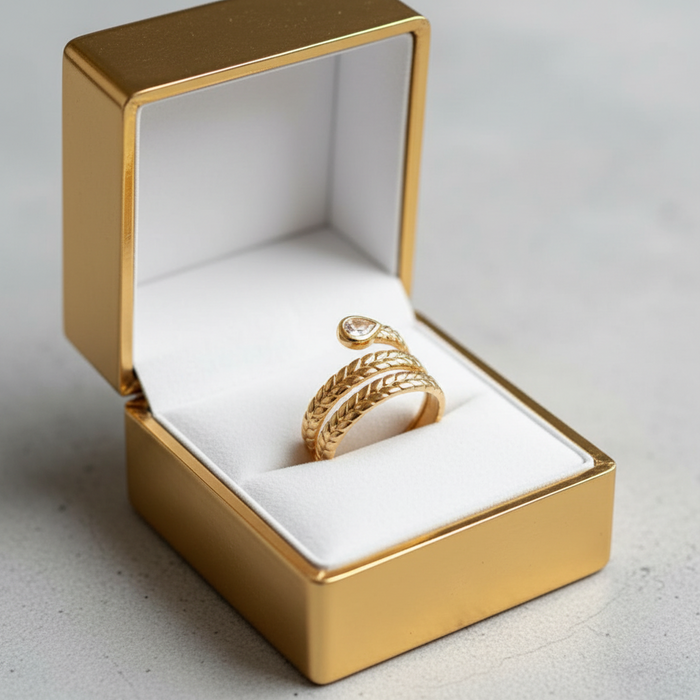 Braided Rope Ring with Crystal